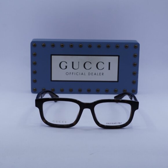 Gucci GG1584O 002 Square Eyeglasses - Dark Havana 53mm - Picture 2 of 10